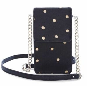 Chico's Cream Dot Haircalf Crossbody Cell Phone Case NWOT